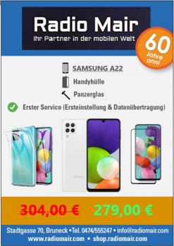 Samsung A22 64GB 60 Jahre Angebot Datenübertragung + handyhülle + Panzerglas + Ersteinstellungen